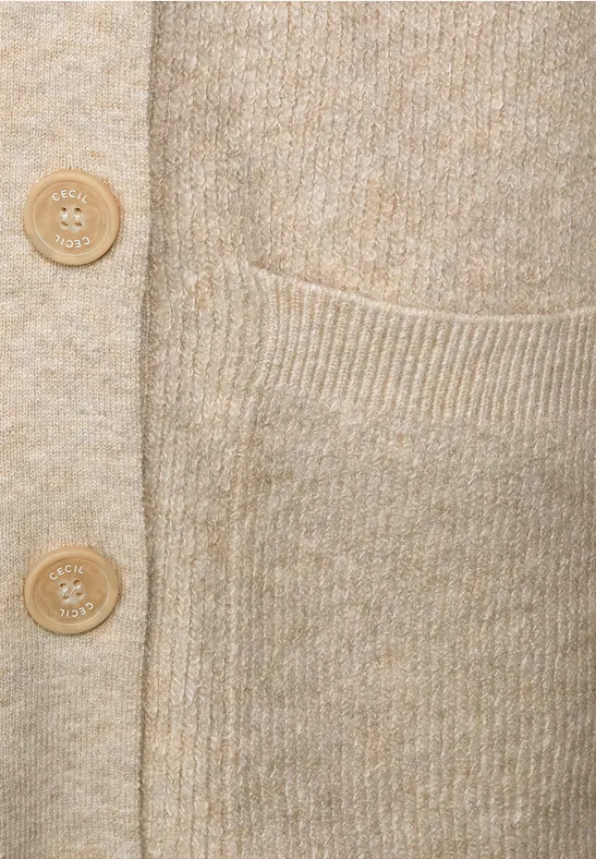 Damescardigan in effen kleur alabaster beige melange