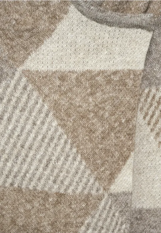 Jacquard Cardigan mit Kapuze taupe melange