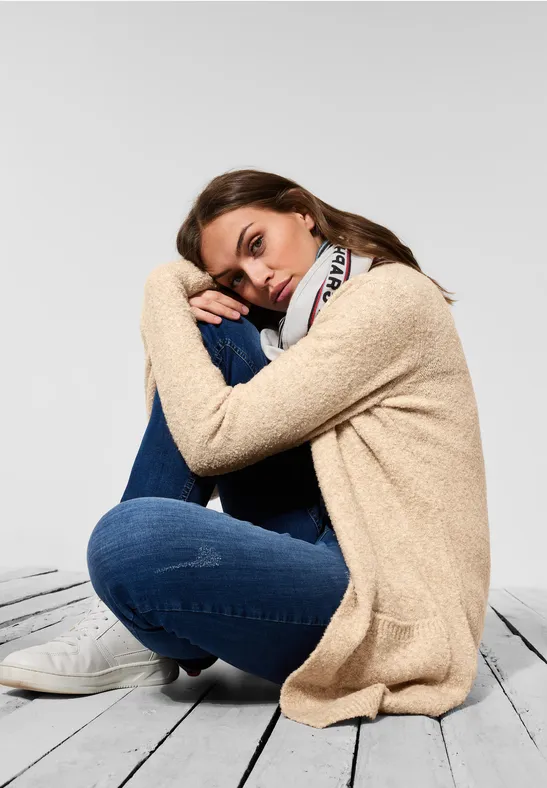 Cardigan bouclé almond beige melange