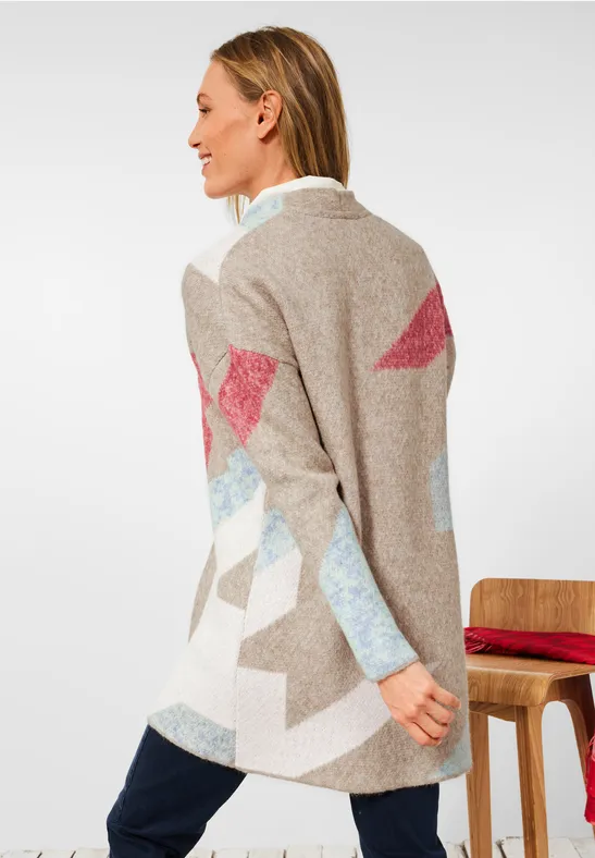 Cardigan jacquard à motifs almond beige melange