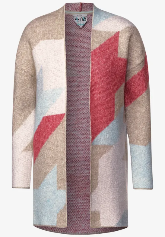 Cardigan jacquard à motifs almond beige melange