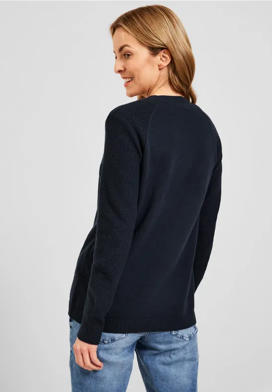 Cardigan met structuurmix deep blue