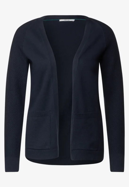 Cardigan met structuurmix deep blue