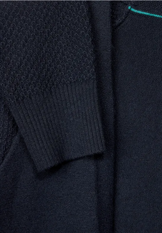 Cardigan met structuurmix deep blue