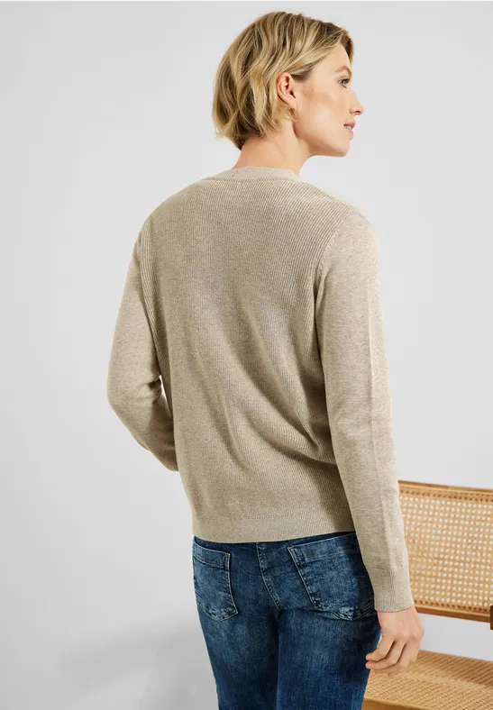 Cardigan met structuur almond beige melange
