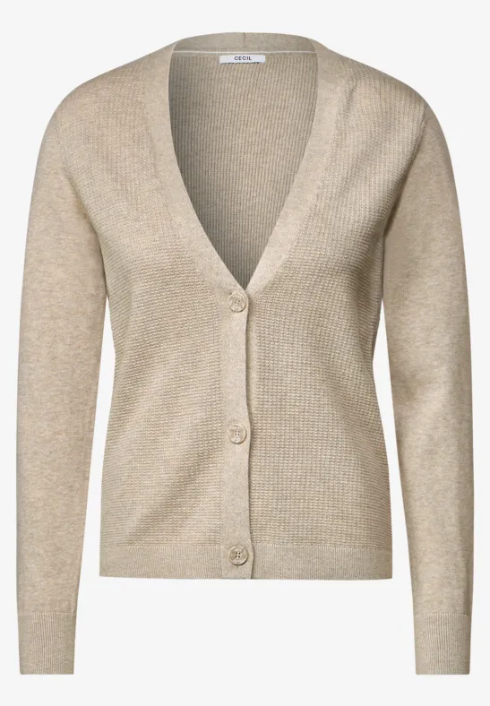 Cardigan met structuur almond beige melange