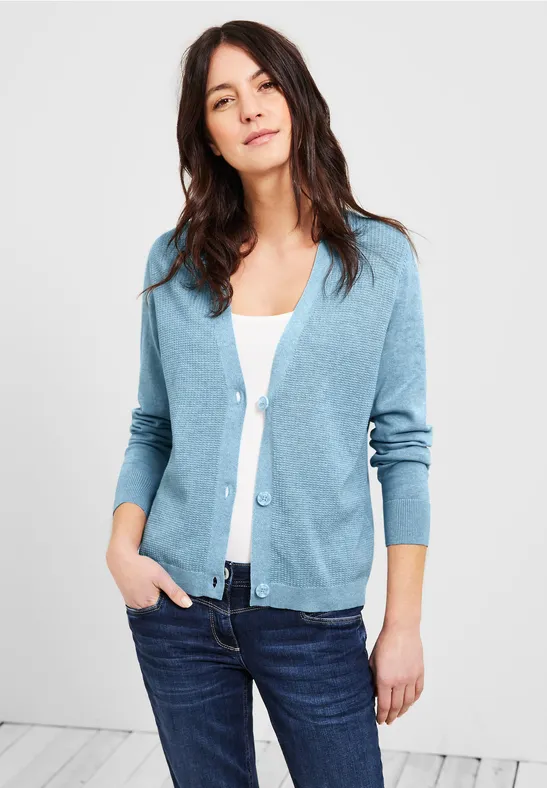 Cardigan met structuur faded blue melange