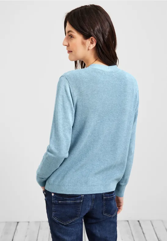 Cardigan met structuur faded blue melange