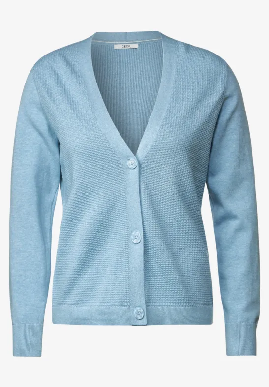 Cardigan met structuur faded blue melange