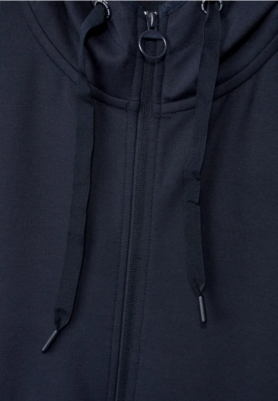 Sweatshirtjacke in Unifarbe deep blue