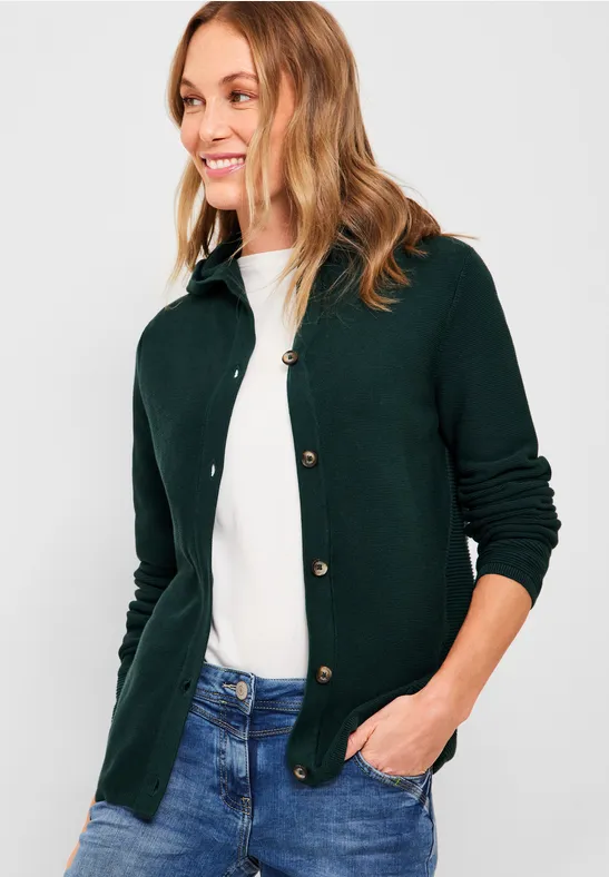 Cardigan avec mélange de structures cypress green