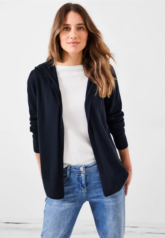Cardigan met structuurmix deep blue