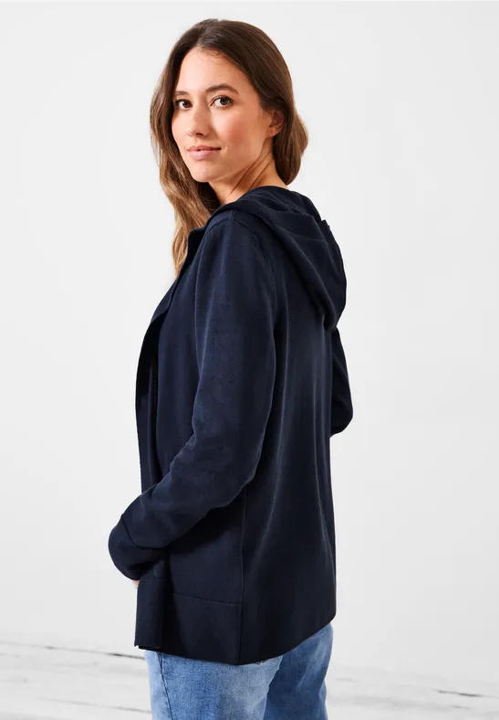 Cardigan met structuurmix deep blue