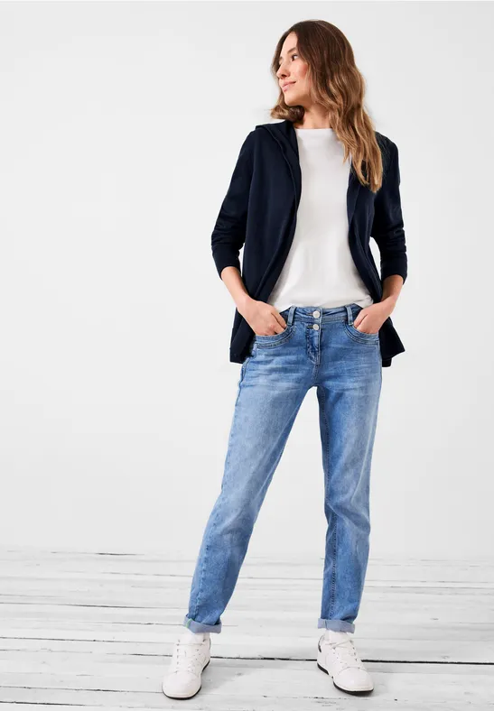 Cardigan met structuurmix deep blue