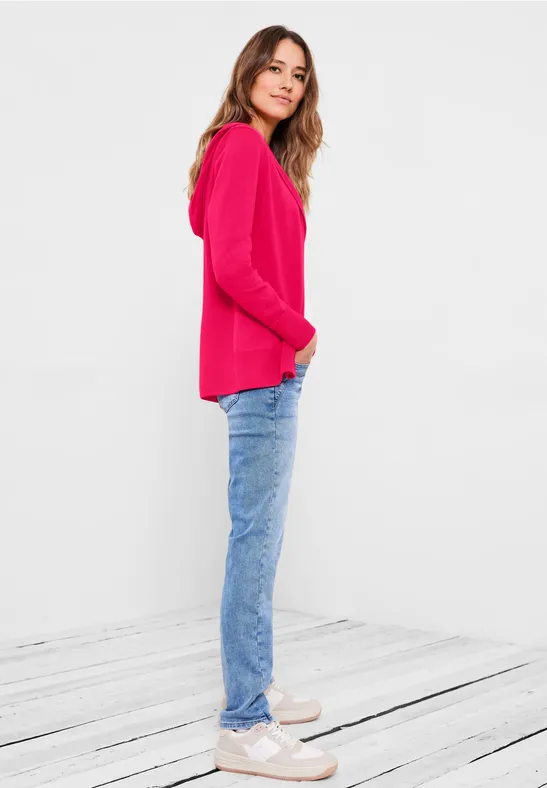 Cardigan met structuurmix fresh pink