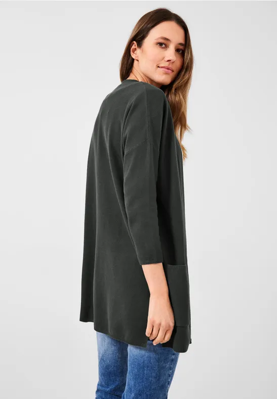 Lange cardigan met zakken easy khaki