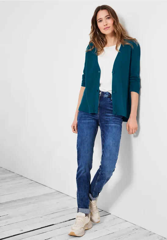 Cardigan met 3/4-mouwen teal blue