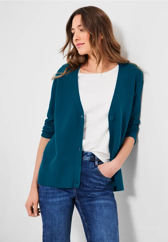 Cardigan met 3/4-mouwen teal blue