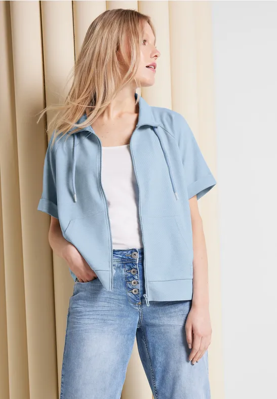 Halbarm Sweatshirtjacke soft blue melange