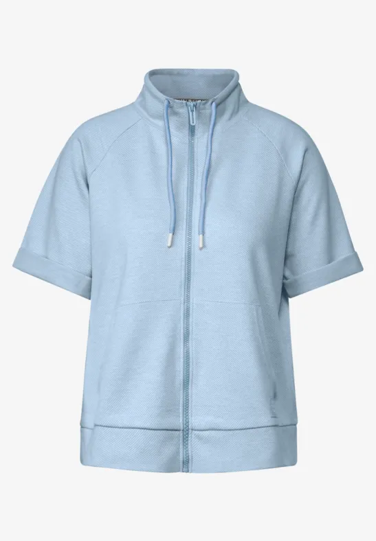 Halbarm Sweatshirtjacke soft blue melange