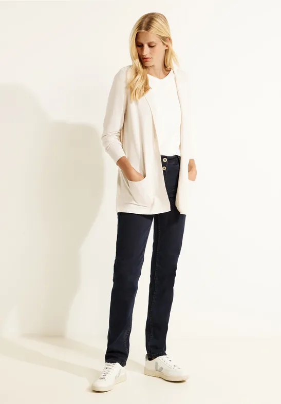 Open cardigan met capuchon birch white melange