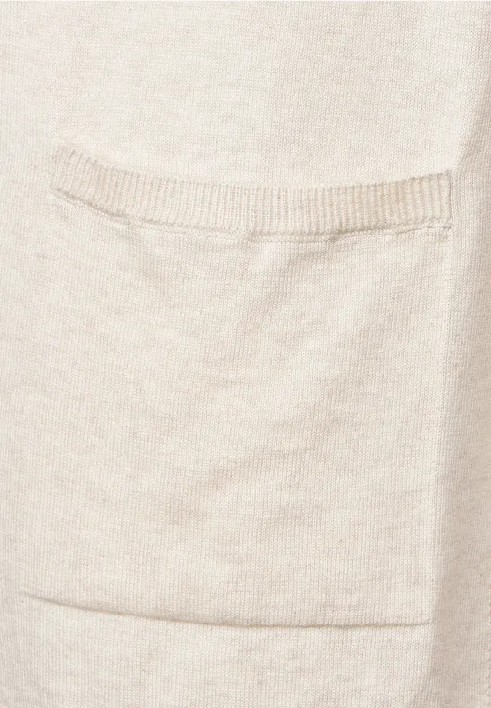 Open cardigan met capuchon birch white melange