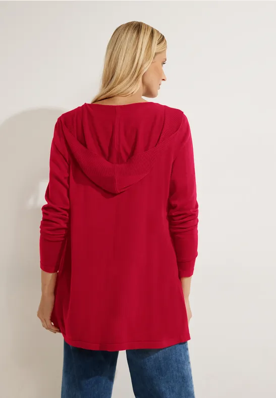 Offener Kapuzencardigan casual red