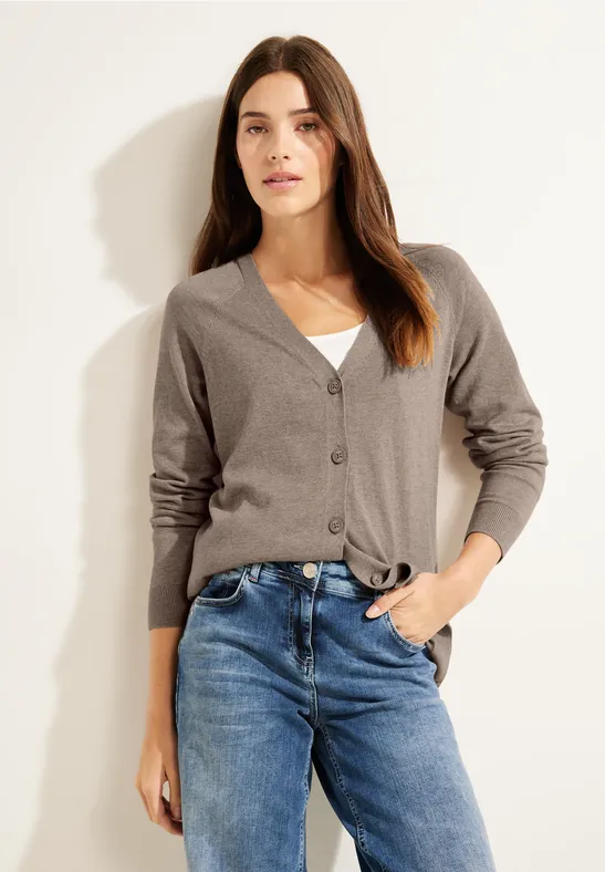 Cardigan met knooppas taupe melange