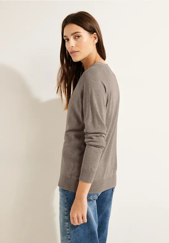 Cardigan met knooppas taupe melange