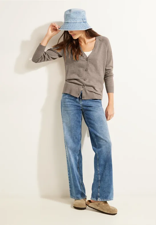 Cardigan met knooppas taupe melange