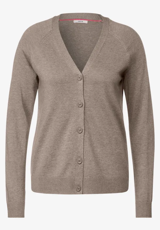Cardigan met knooppas taupe melange