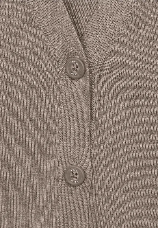 Cardigan met knooppas taupe melange