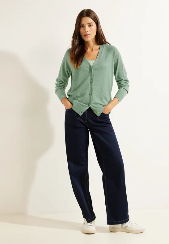 Cardigan mit Knopfleiste clear sage green melange