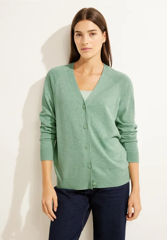 Cardigan mit Knopfleiste clear sage green melange
