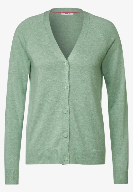 Cardigan mit Knopfleiste clear sage green melange