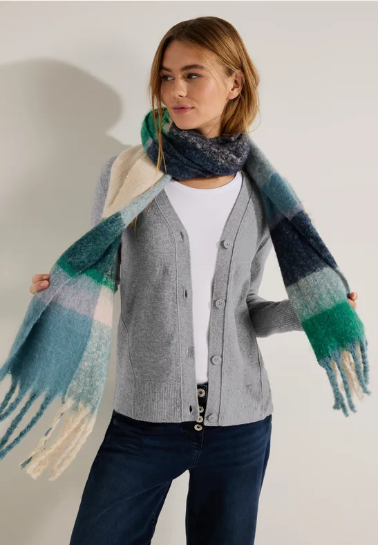 Cardigan mit Ziernähten mineral grey melange