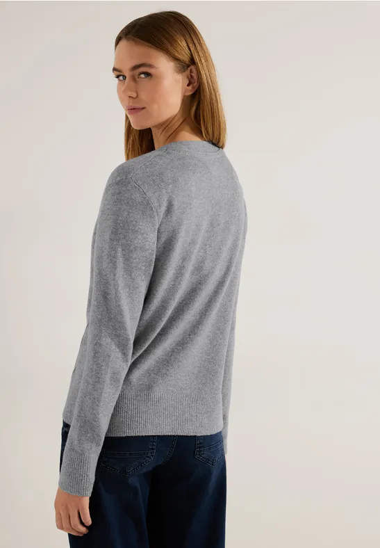 Cardigan mit Ziernähten mineral grey melange