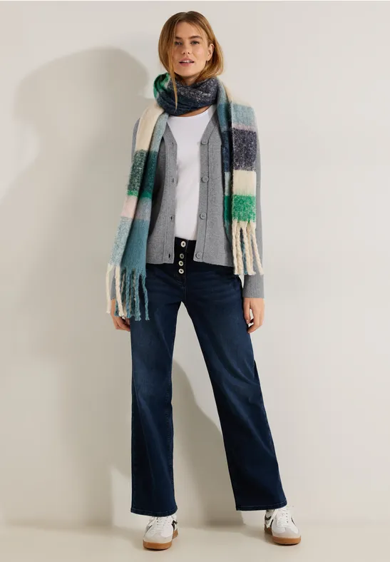 Cardigan mit Ziernähten mineral grey melange