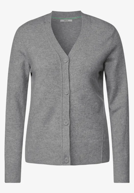 Cardigan mit Ziernähten mineral grey melange