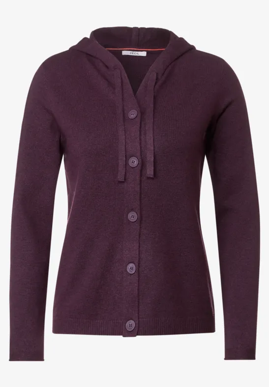Kapuzen Strickjacke deep berry melange