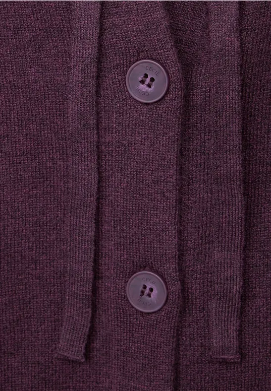 Kapuzen Strickjacke deep berry melange
