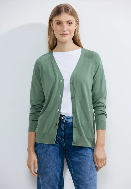 Strick Cardigan raw salvia green