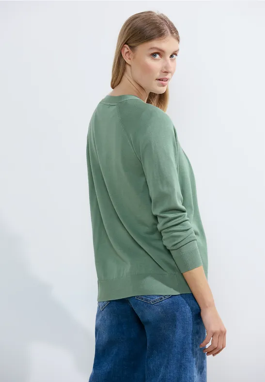 Strick Cardigan raw salvia green