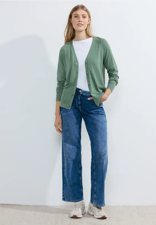 Strick Cardigan raw salvia green