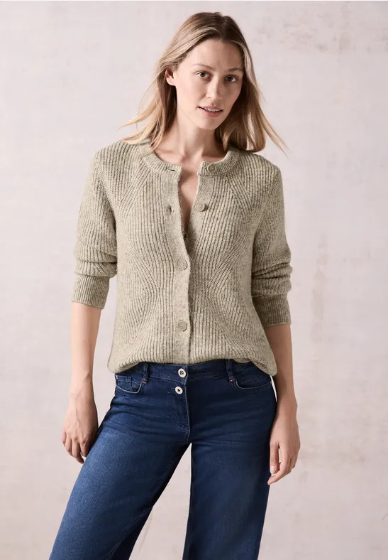 Cardigan Femme Rayé – Manches 3/4, Col V, Mélange Coton – Cencil, Léger Et Doux Pour Toutes Les Saisons