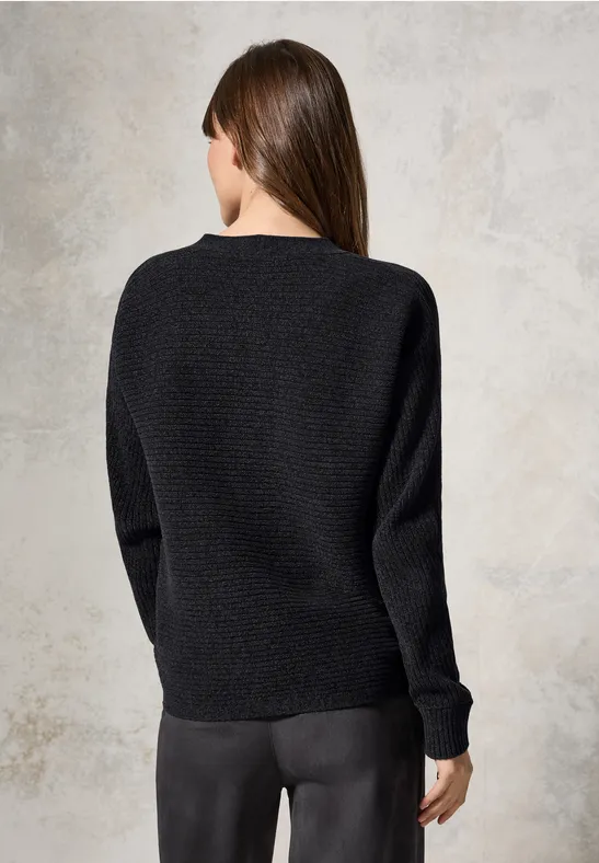 Chenille Dolman Cardigan deep charcoal grey