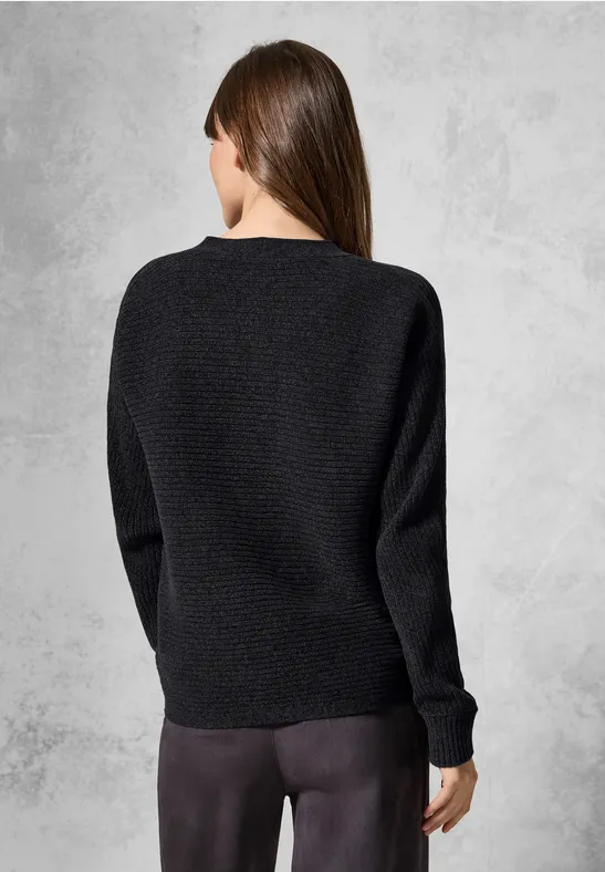 Chenille Dolman Cardigan deep charcoal grey