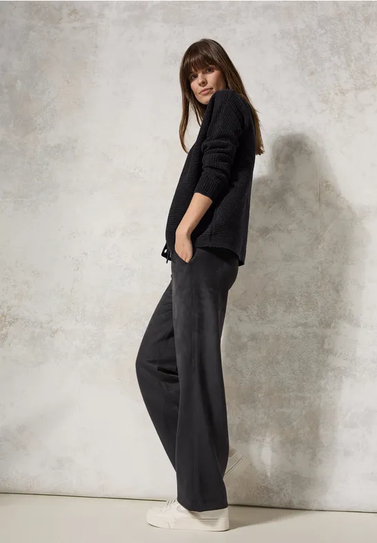 Chenille Dolman Cardigan deep charcoal grey