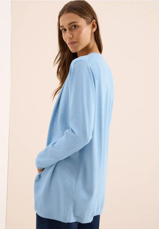 Offene Strickjacke whisper blue melange