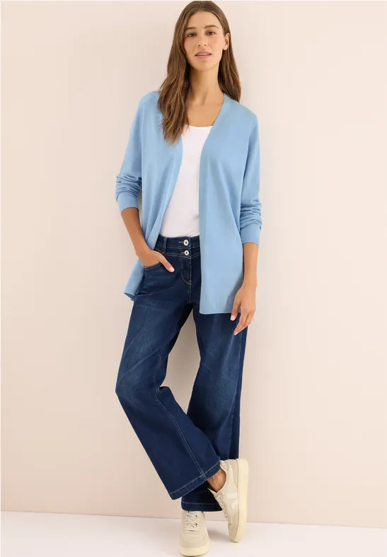 Offene Strickjacke whisper blue melange
